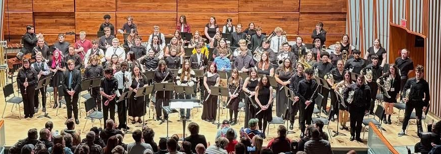 Photo of the entire Wright State Honors Band in the concert hall