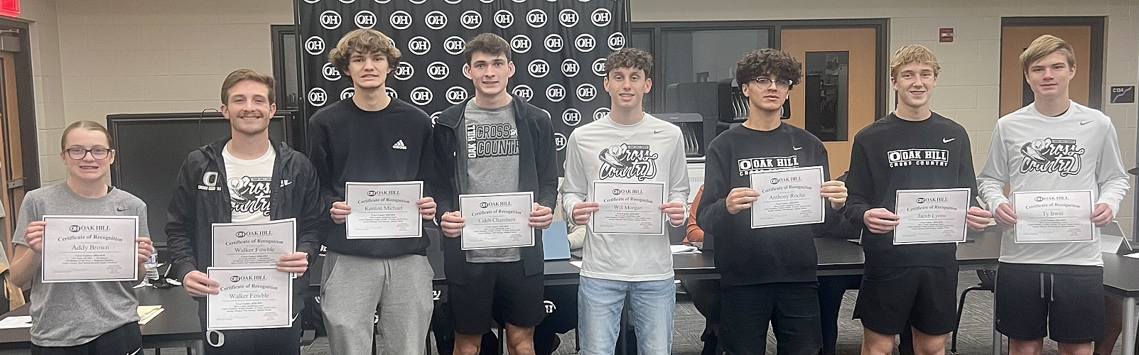 Photo of Addy Brown, Walker Fowble, Kenton Michael, Caleb Chambers, Will Morgan, Anthony Rocha, Jacob Lyons, and Ty Irwin