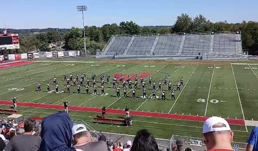 Photo of the Marching Oaks on the field at the Jackson Band Show