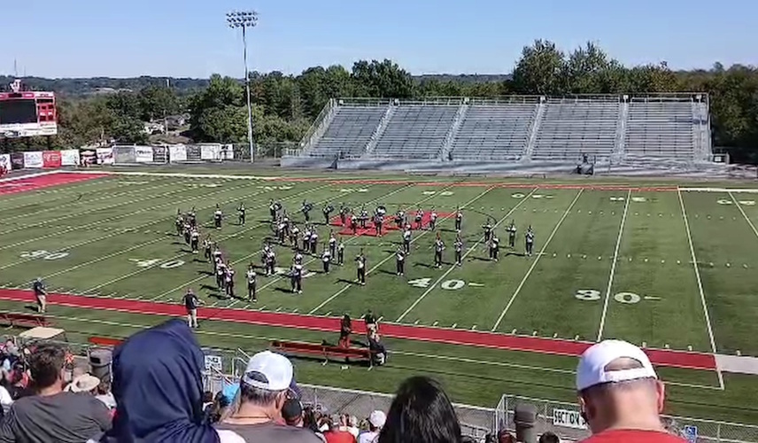Photo of the Marching Oaks on the field at the Jackson Band Show