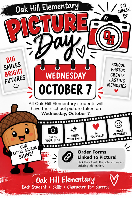 Flyer for Picture Day at OHES on October 7th